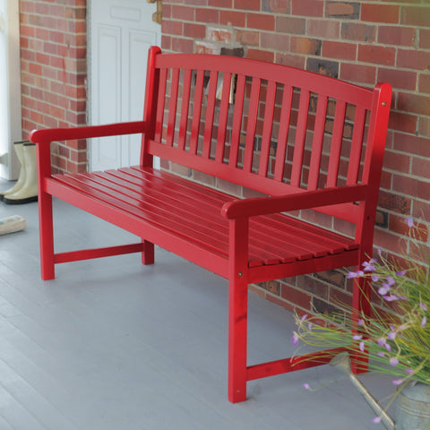Coral Coast Pleasant Bay 5 ft. Slat Curved-Back Outdoor Wood Bench - Red