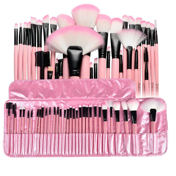 Zodaca 32 pcs Makeup Brushes Superior Kit Set Powder Foundation Eye shadow Eyeliner Lip with Pink Cosmetic Pouch Bag