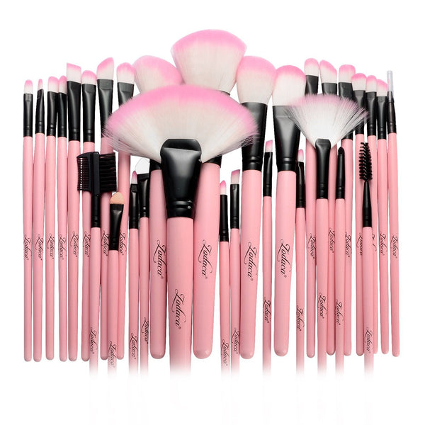 Zodaca 32 pcs Makeup Brushes Superior Kit Set Powder Foundation Eye shadow Eyeliner Lip with Pink Cosmetic Pouch Bag